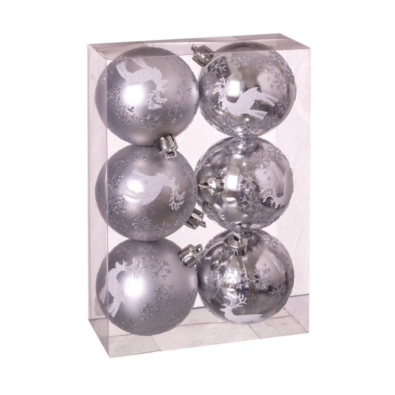S 6 palle cervi argento 6 x 6 x 6 cm