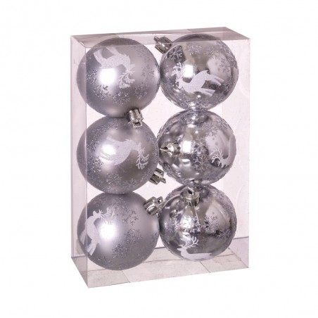 S 6 palle cervi argento 6 x 6 x 6 cm