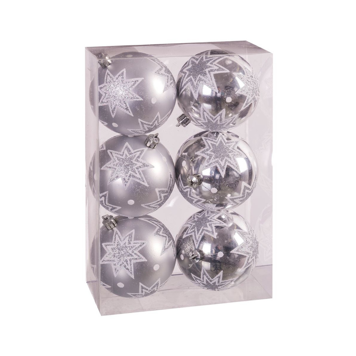 S 6 palline stella argento 8 x 8 x 8 cm