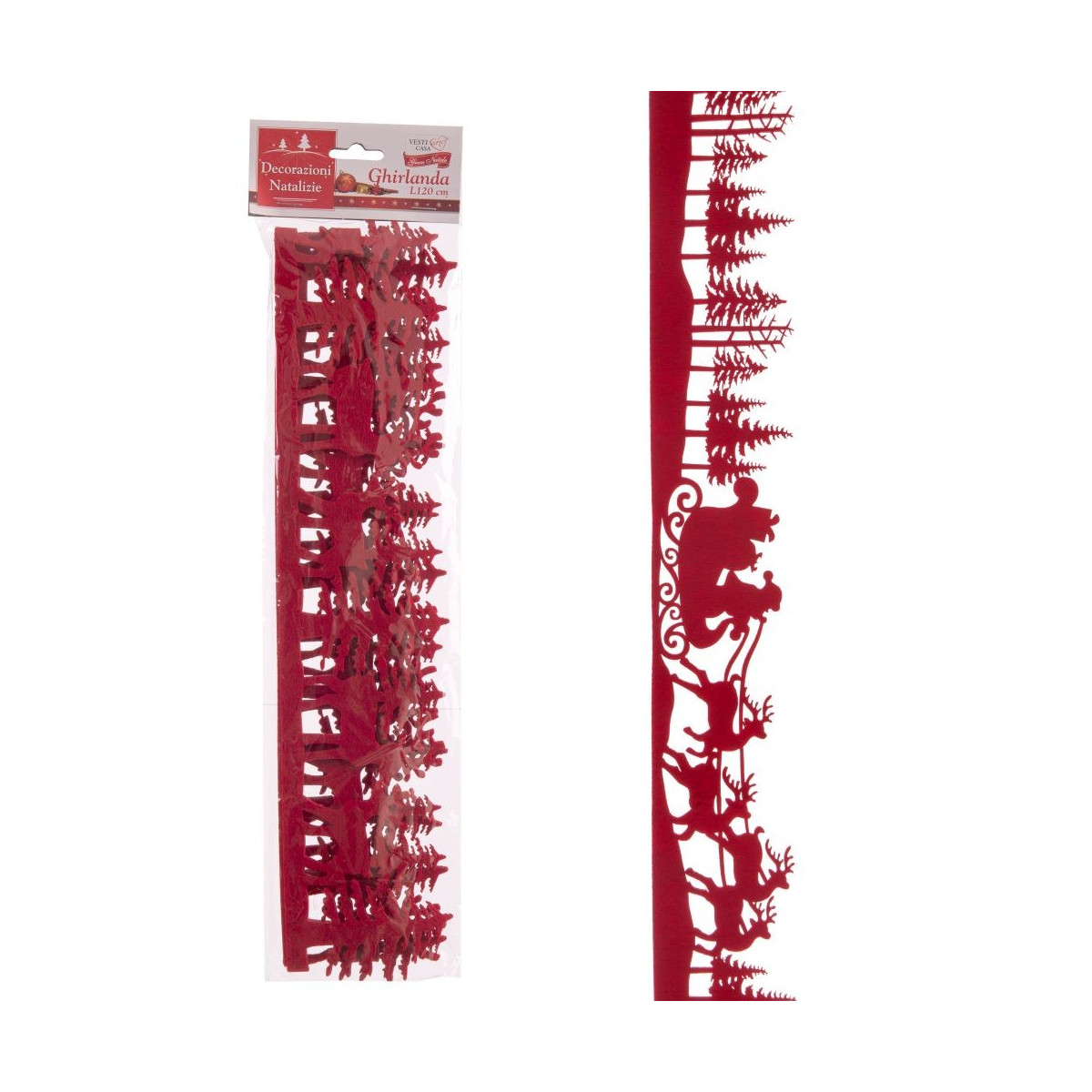 Ghirlanda feltro rosso 2 m 120 x 0,30 cm