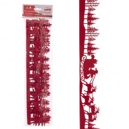 Ghirlanda in feltro rosso 2 m 120 x 0 30 cm