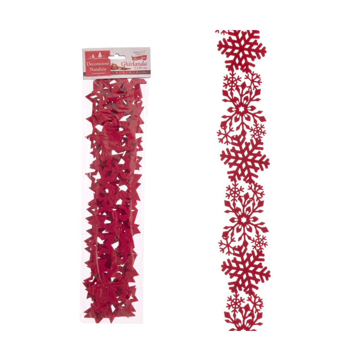 Ghirlanda feltro rosso 2 m 120 x 0,30 cm