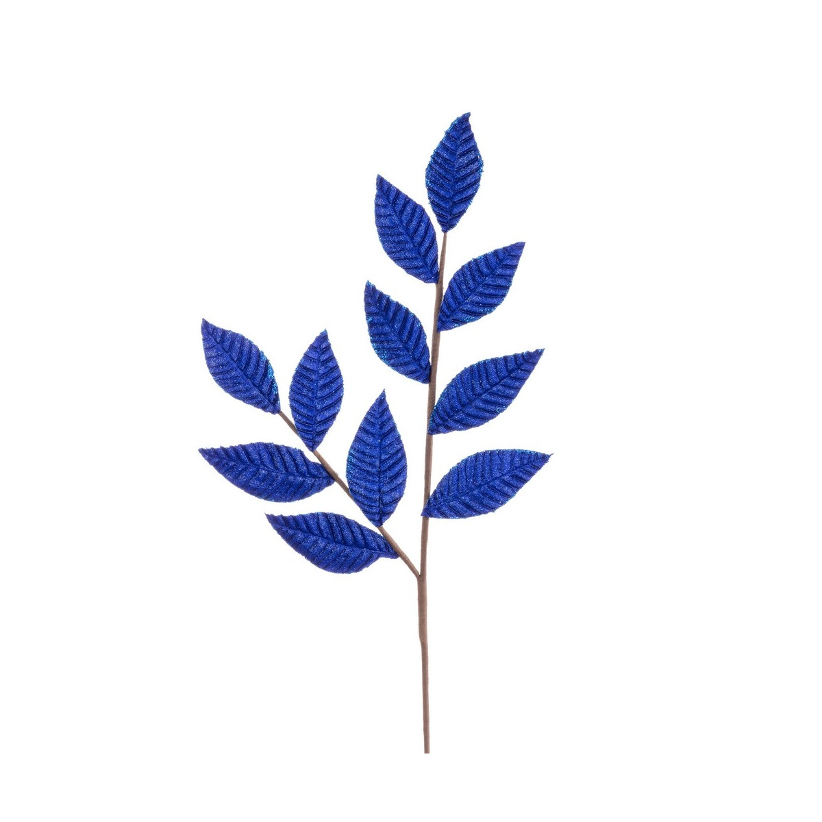 Ramo 11 foglie tessuto blu 64 cm