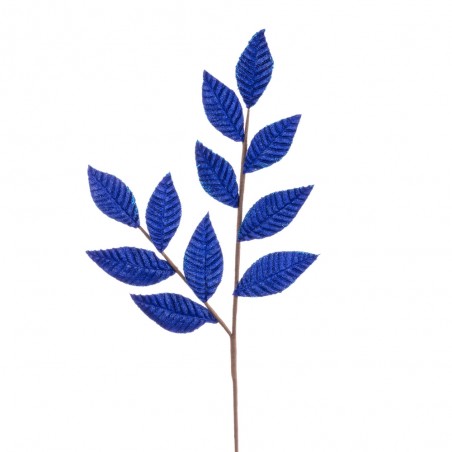 Ramo 11 foglie tessuto blu 64 cm