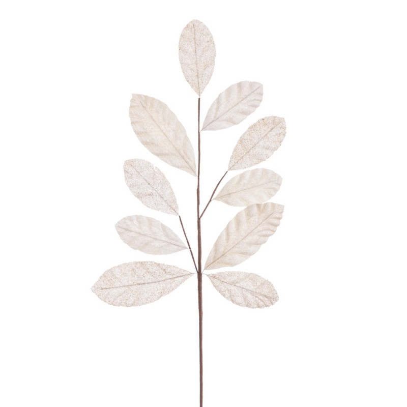 Ramo 10 foglie tessuto avorio 65 cm