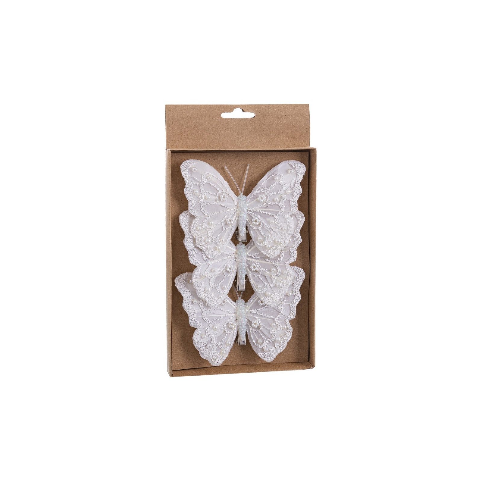 S 3 farfalla con clip bianca 12 cm