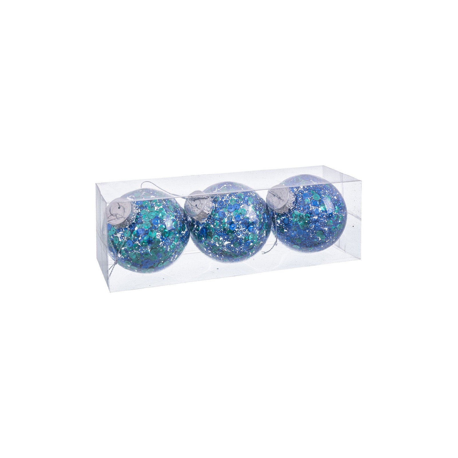 S 3 palline trasparenti blu verde 8 x 8 x 8 cm