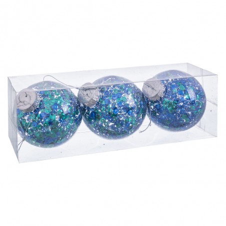 S 3 palline trasparenti blu verde 8 x 8 x 8 cm