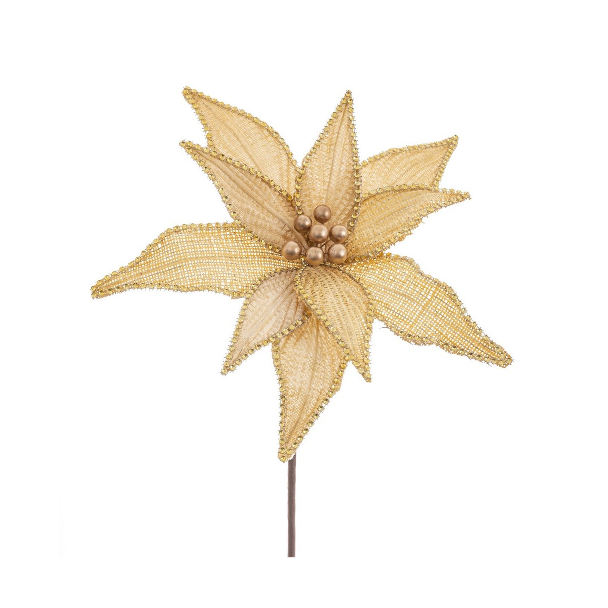 Fiore poinsettia tessuto oro 30 x 65 cm