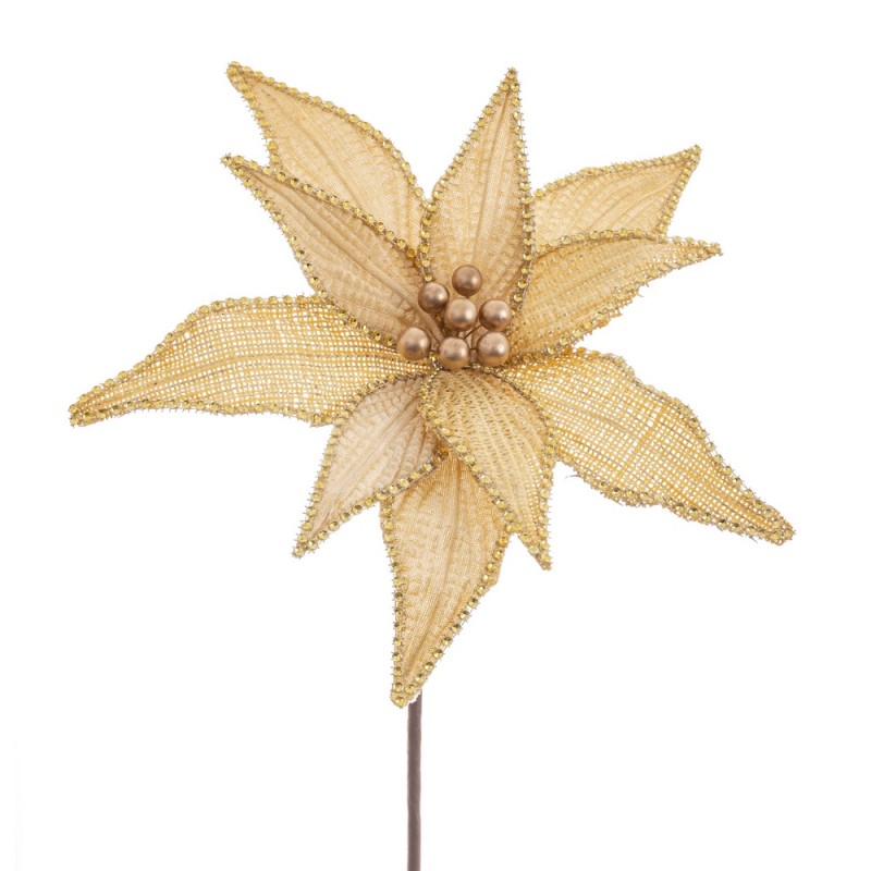 Fiore poinsettia tessuto oro 30 x 65 cm