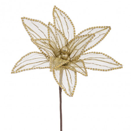 Fiore poinsettia tessuto oro 25 x 65 cm