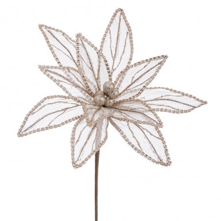 Tessuto fiore stella di natale champagne 25 x 65 cm