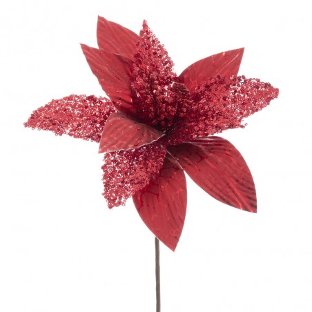 Fiore poinsettia tessuto rosso 25 x 65 cm