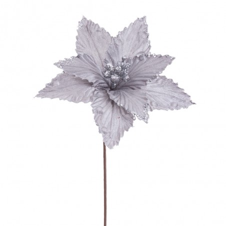 Poinsettia tessuto argento 20 x 40 cm