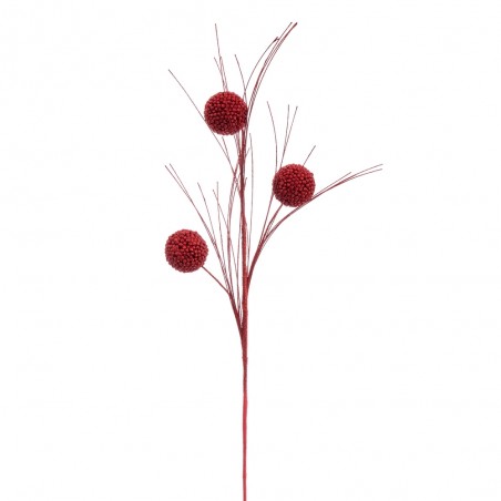 Ramo di plastica rossa glitter 80 cm