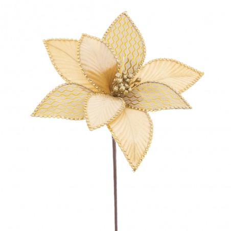 Fiore poinsettia tessuto oro 25 x 55 cm