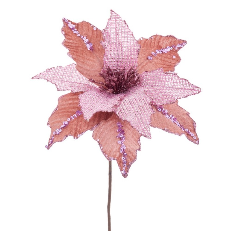 Fiore poinsettia tessuto rosa 28 x 44 cm