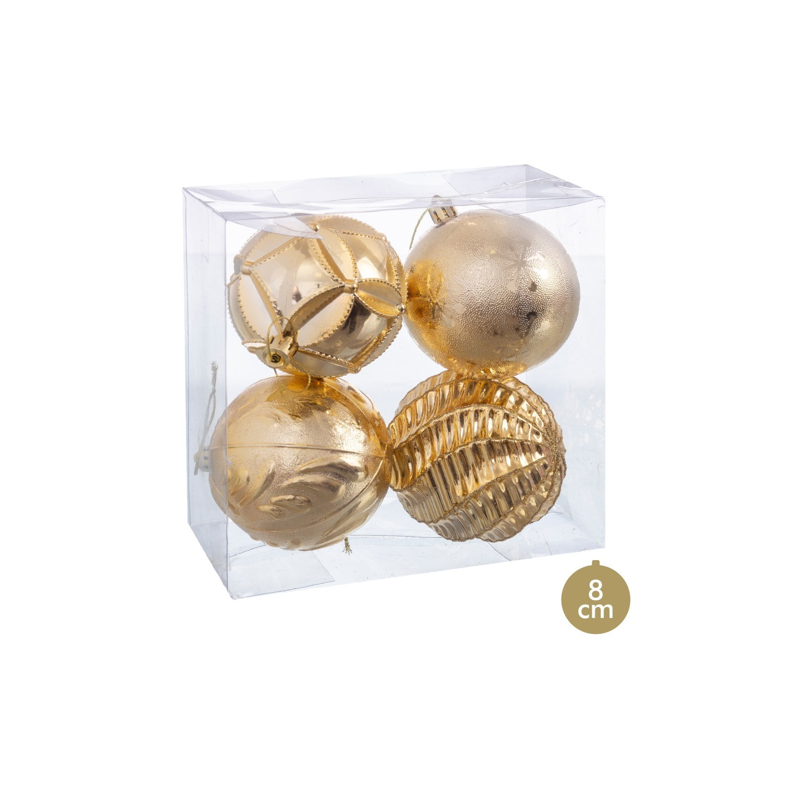 S 4 palline oro 8 x 8 x 8 cm