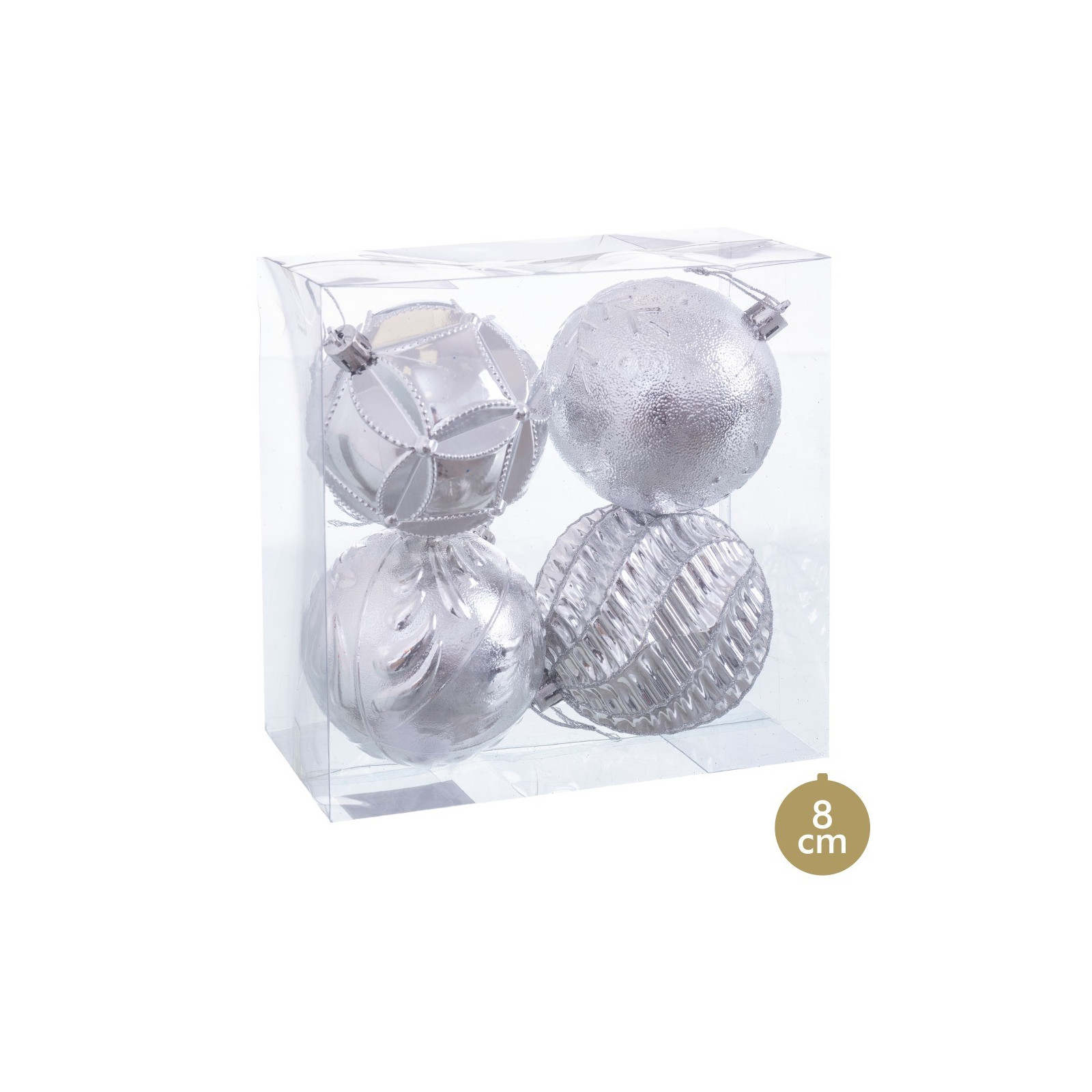 S 4 palline argento 8 x 8 x 8 cm