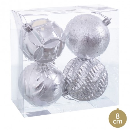 S 4 palline argento 8 x 8 x 8 cm