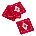 S 4 sottobicchieri ricamati in feltro rosso