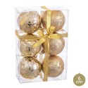 S 6 palline cervo oro 6 x 6 x 6 cm