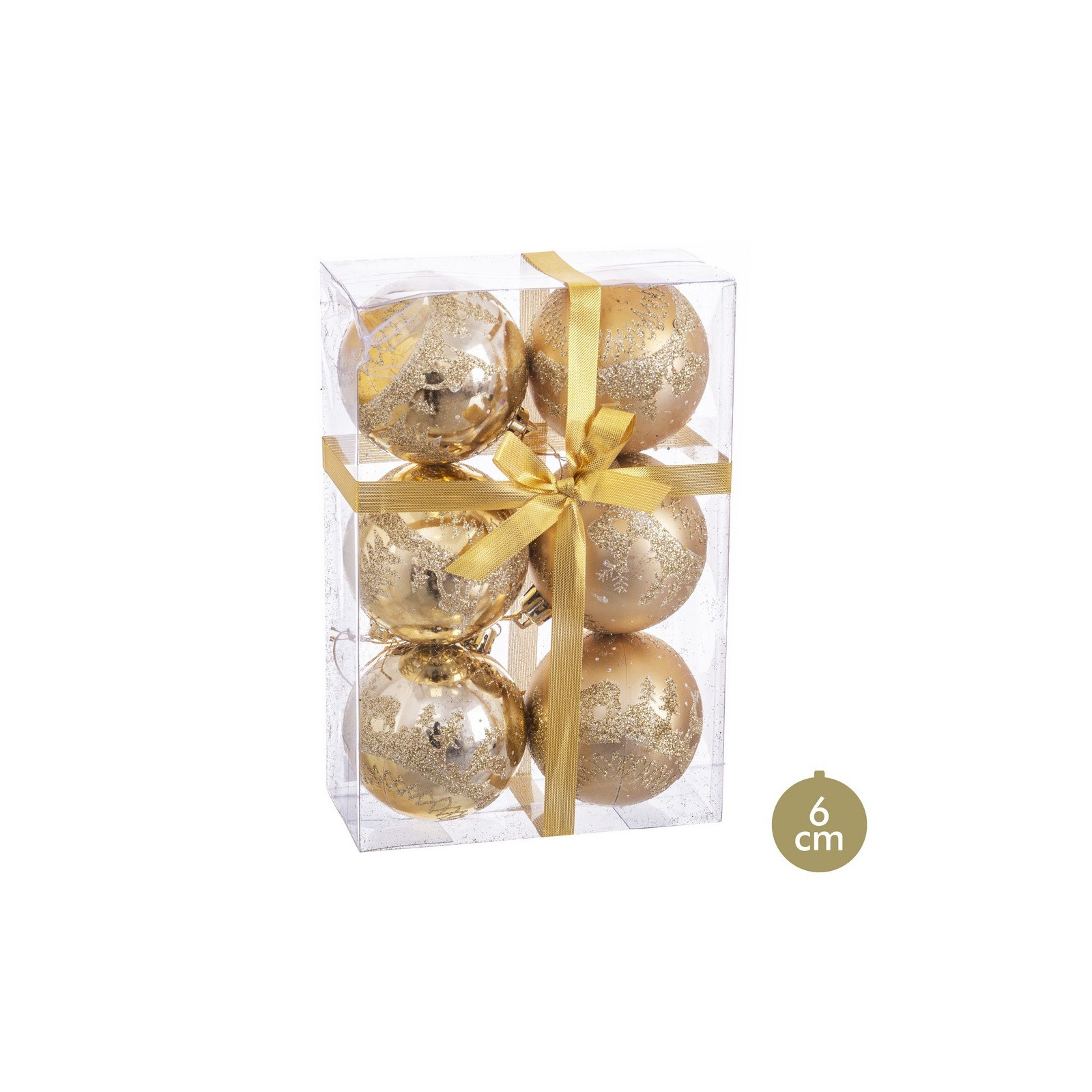 S 6 palline cervo oro 6 x 6 x 6 cm