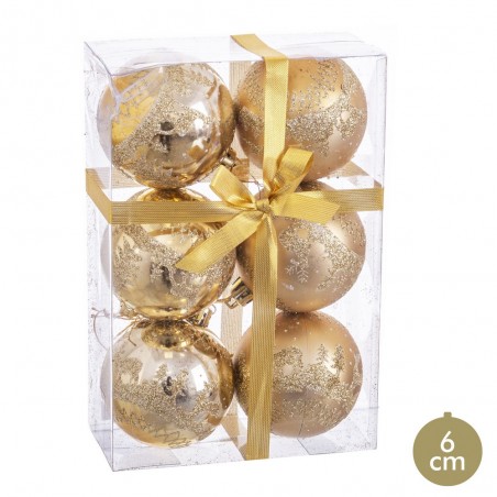 S 6 palline cervo oro 6 x 6 x 6 cm