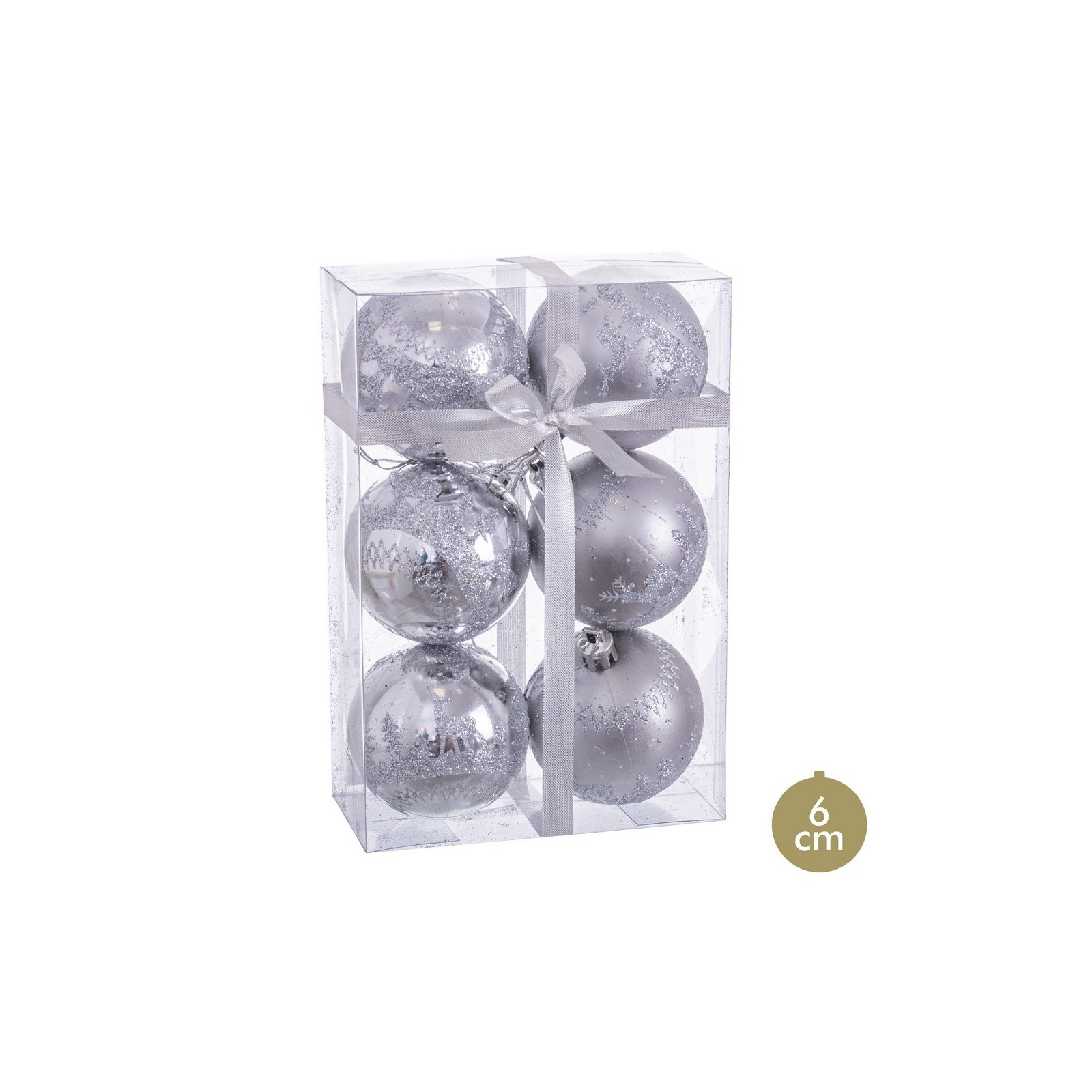 S 6 palle cervo argento 6 x 6 x 6 cm