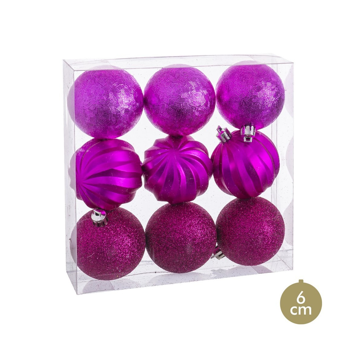 S 9 palle forme fucsia 6 x 6 x 6 cm