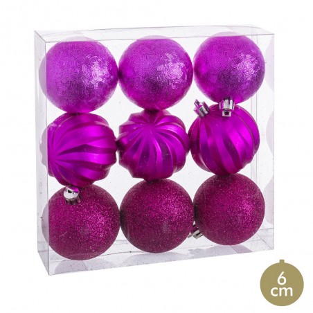 S 9 palle forme fucsia 6 x 6 x 6 cm