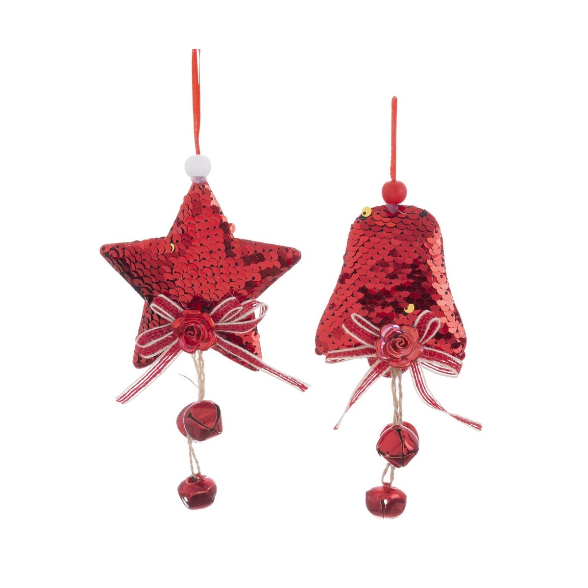 Decorazione in foam con paillettes rosse 2 m 8 x 11 cm