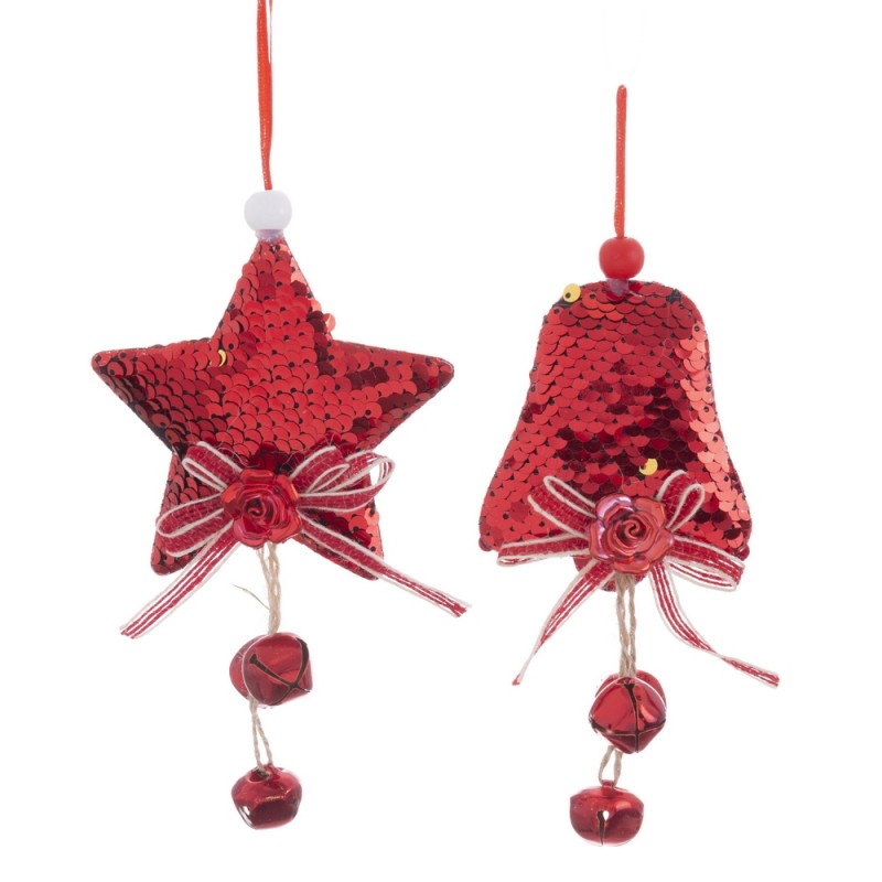 Decorazione in foam con paillettes rosse 2 m 8 x 11 cm