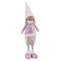 Bambola da bambina in piedi, tessuto rosa per Natale 22 x 11 x 62 cm
