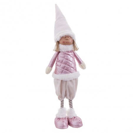 Bambola da bambina in piedi, tessuto rosa per Natale 22 x 11 x 62 cm