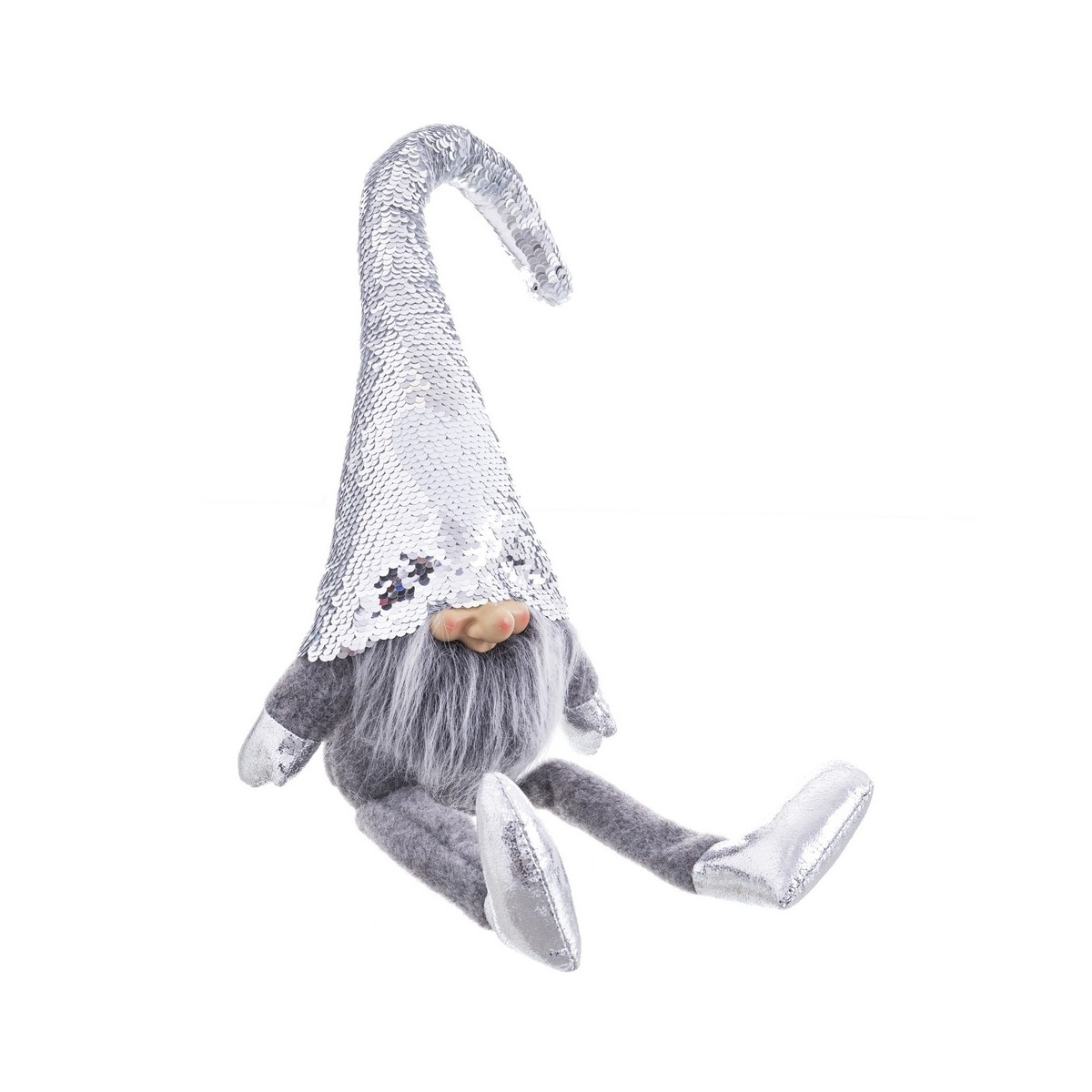 Babbo Natale gambe tessuto argento 25 x 10 x 60 cm