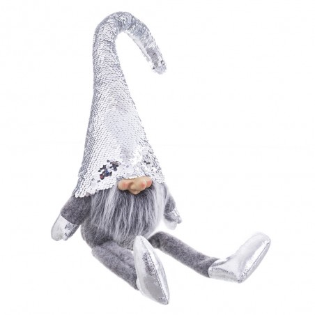 Babbo Natale gambe tessuto argento 25 x 10 x 60 cm