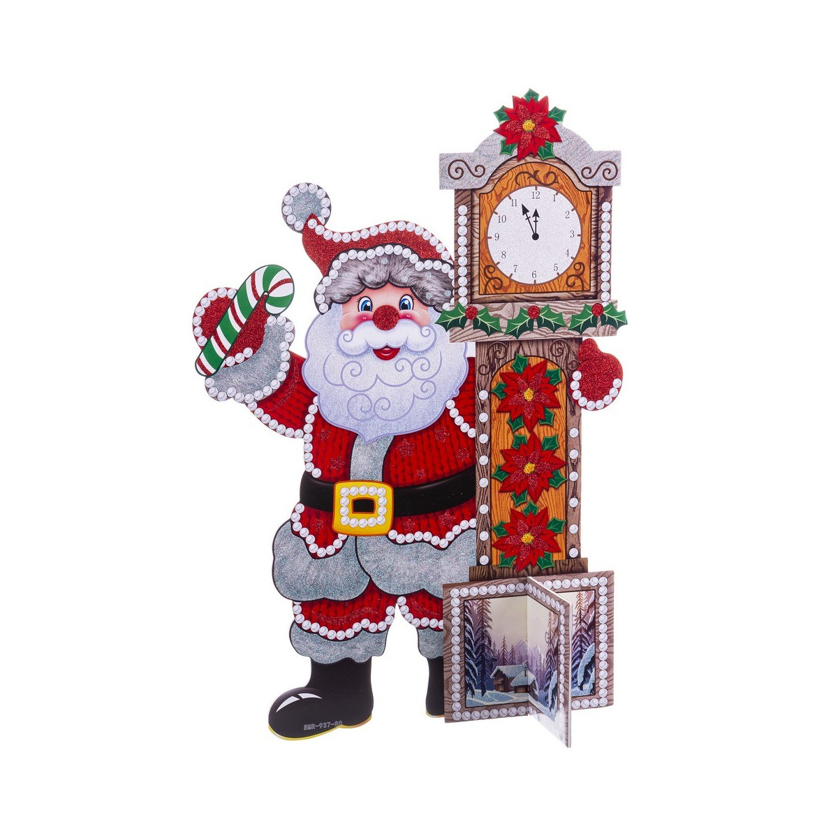 Babbo Natale con orologio in schiuma 55 x 75 cm