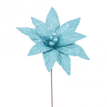 Bacchetta poinsettia tessuto turchese 33 x 37 cm
