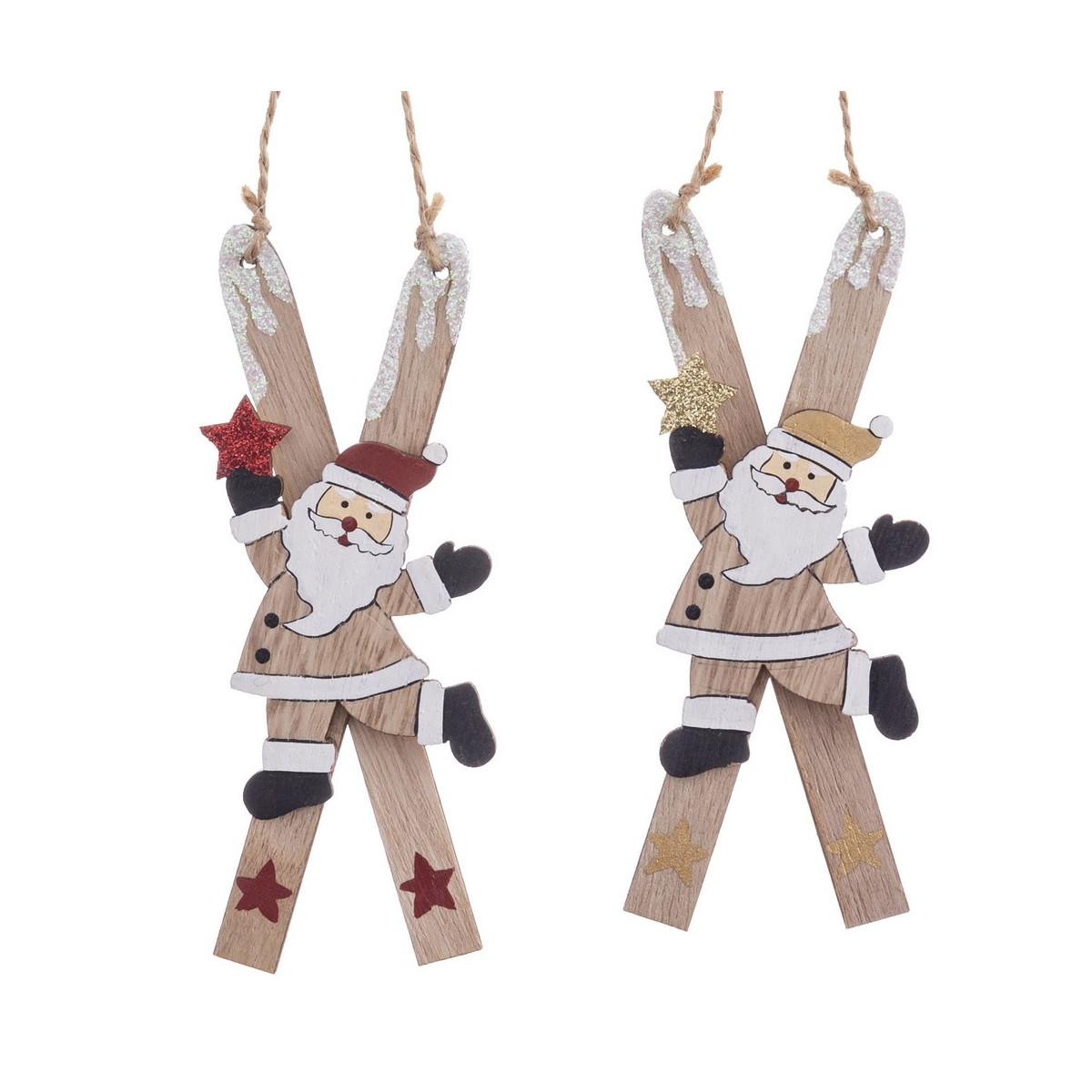 Appendice sci Babbo Natale legno 2 c 0,90 x 15 x 5 cm