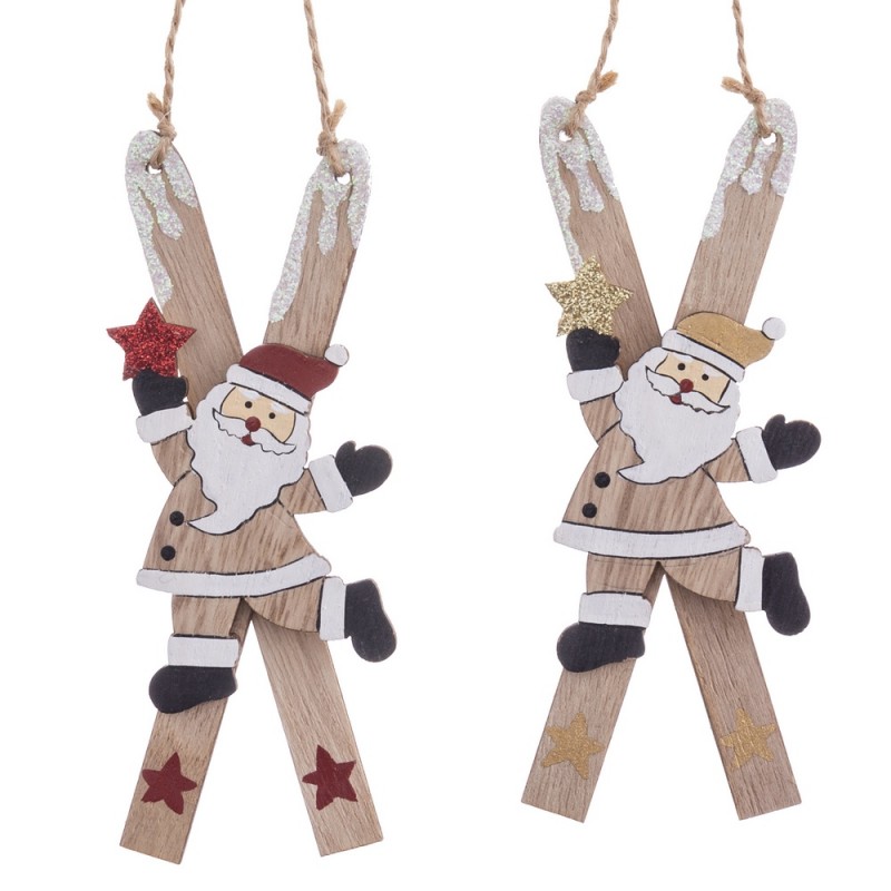 Appendice sci Babbo Natale legno 2 c 0,90 x 15 x 5 cm