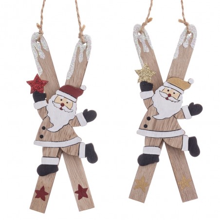 Appendice sci Babbo Natale legno 2 c 0,90 x 15 x 5 cm