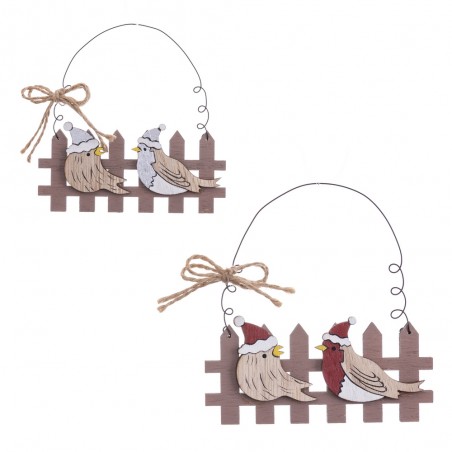 Collana 2 uccelli legno