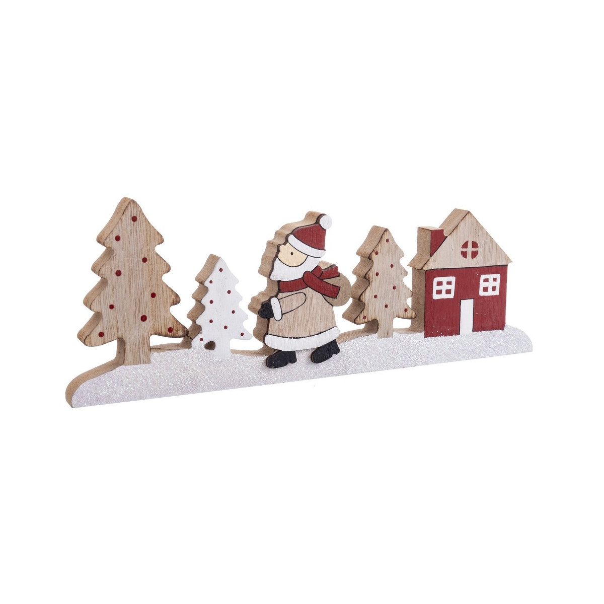 Base Babbo Natale casa legno 1,80 x 28 x 10,50 cm