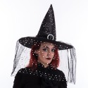 Cappello da strega nero a pois 45 x 45 x 36 cm