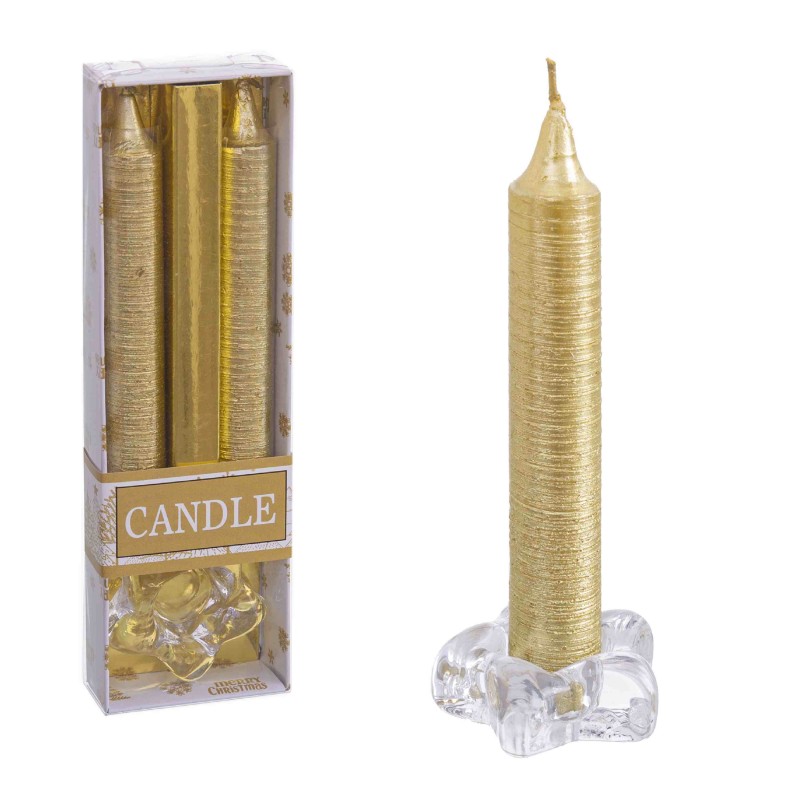 2 candele candelabro oro natale