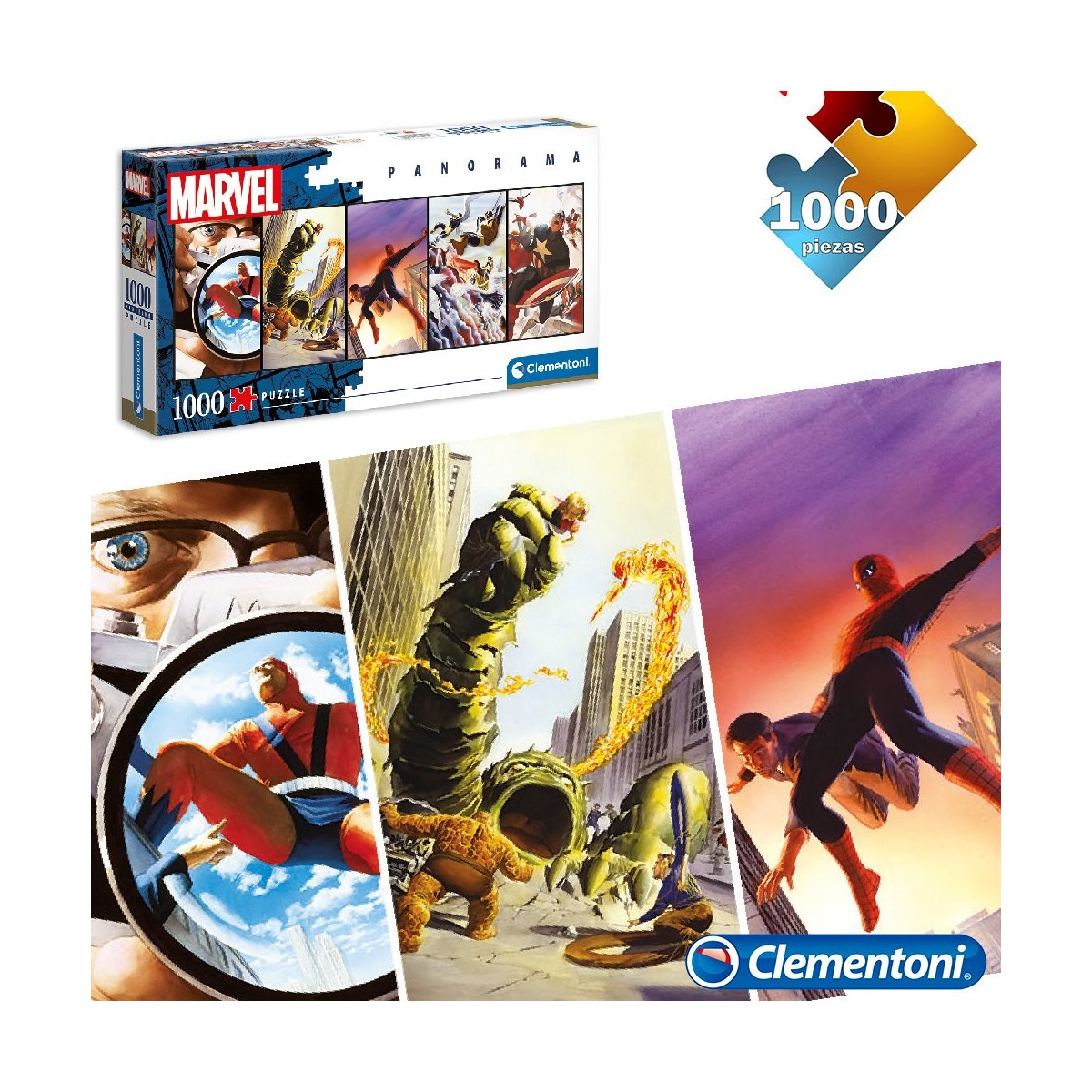 Puzzle 1.000 pezzi panoramico marvel hero