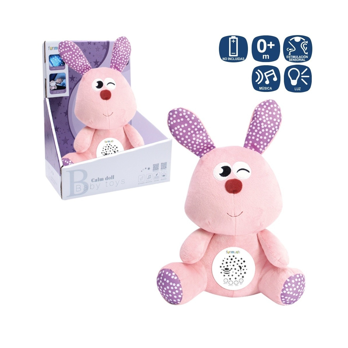 Coniglio peluche schermo musicale attiv. 25 x 18 x 33 cm