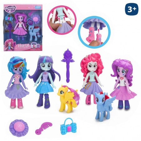 Bambola con pony e accessori 4 m 18 cm
