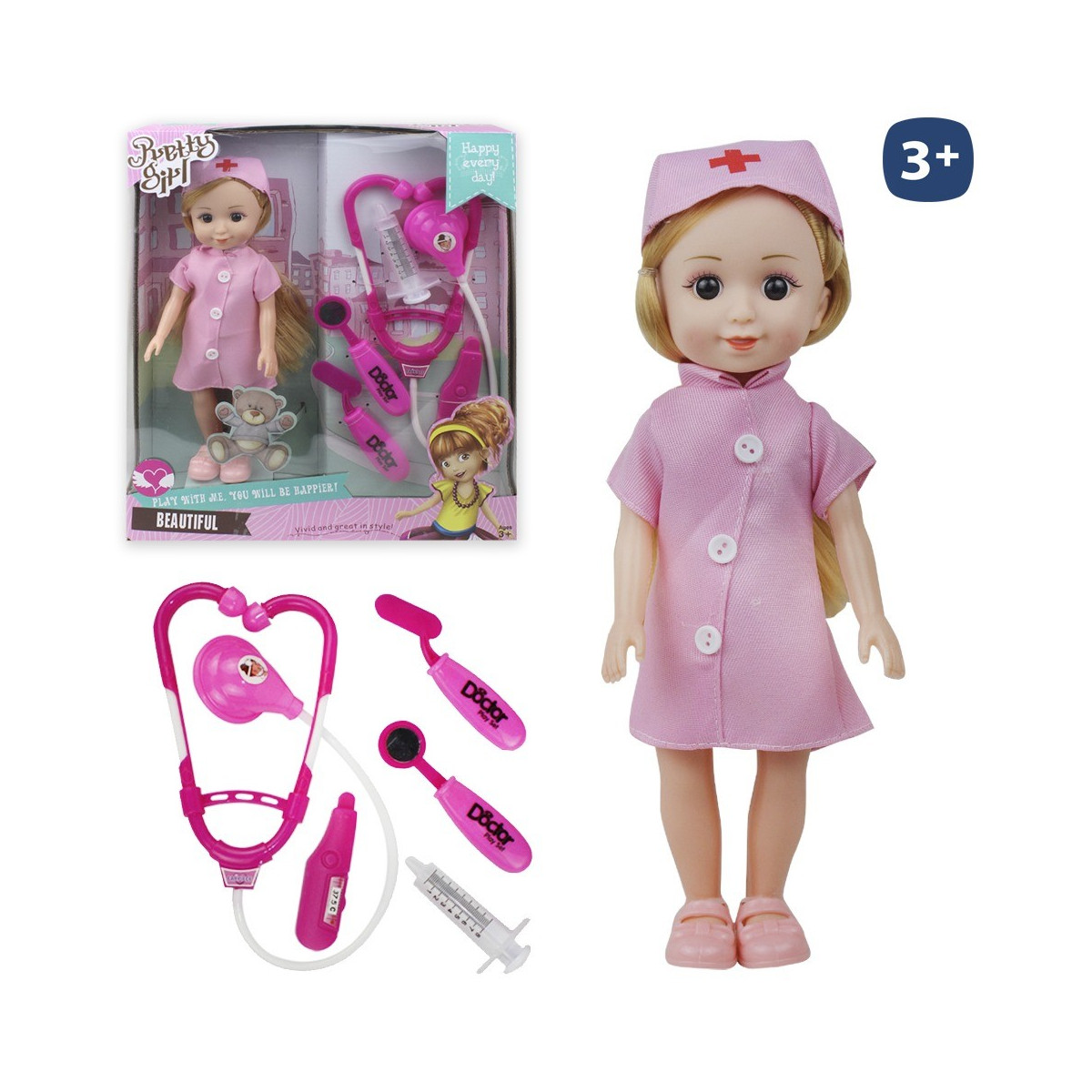 Bambola infermiera con accessori 26 cm